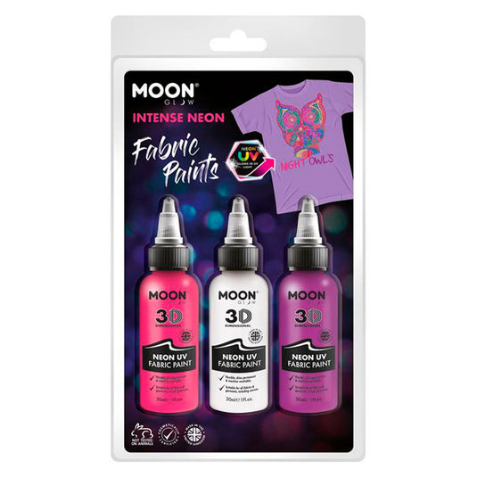 Haza witbaard textielverf neon 3x30ml - wit, roze, paars