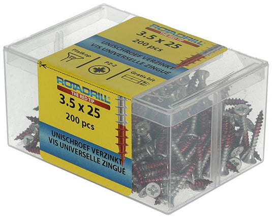 Rotadrill 1039966 - universeelschroef vkpzd vz 3.5x25mm (200) | 4 stuks