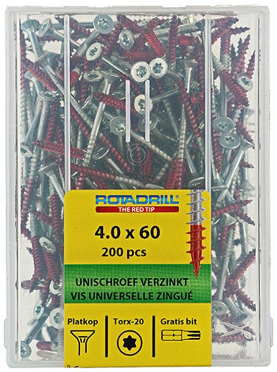 Afbeelding laden in galerijviewer, Rotadrill 1039996 - universeelschroef vktx vz 4.0x60mm (200) | 4 stuks
