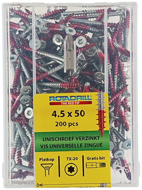 Afbeelding laden in galerijviewer, Rotadrill 1039998 - universeelschroef vktx vz 4.5x50mm (200) | 4 stuks

