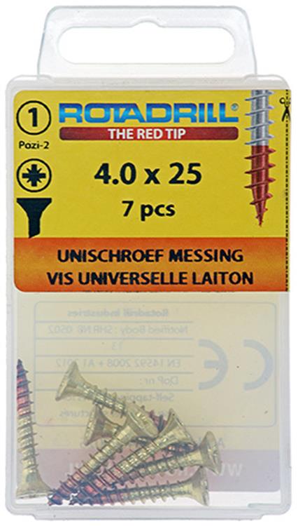 Afbeelding laden in galerijviewer, Rotadrill 1039889 - universeelschroef messing vk pzd 4,0x25mm (7) | 6 stuks
