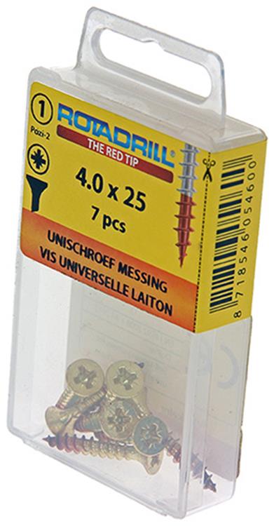 Afbeelding laden in galerijviewer, Rotadrill 1039889 - universeelschroef messing vk pzd 4,0x25mm (7) | 6 stuks
