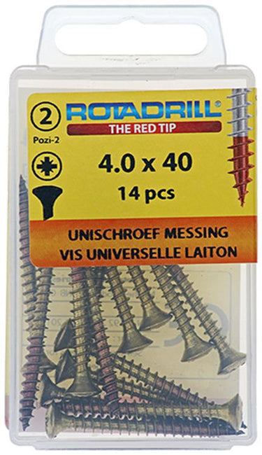 Rotadrill 1039885 - universeelschroef messing lk pzd 4,0x40mm (14) | 6 stuks