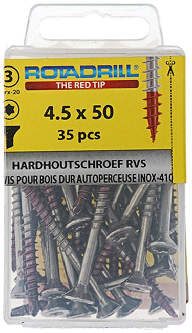 Rotadrill 1039902 - hardhoutschroefzelfb.sppls.rvs t25 4.5x50mm (35) | 6 stuks