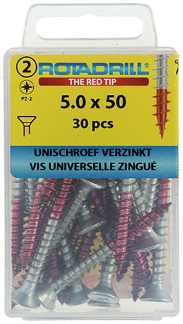 Rotadrill 1039809 - universeelschroef vk pzd vz 5.0x50mm (30) | 6 stuks