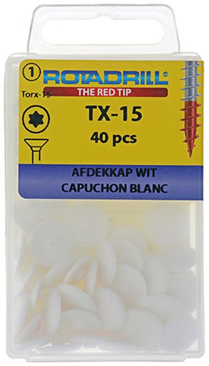 Rotadrill 1039839 - afdekkapje t15 wit | 6 stuks
