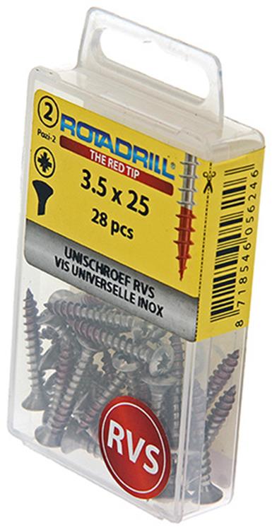 Rotadrill 1039871 - universeelschroef lk pzd rvs-a2 3.5x25mm (28) | 6 stuks