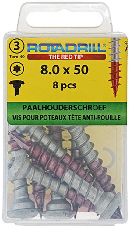 Afbeelding laden in galerijviewer, Rotadrill 1039924 - paalhouderschroef ar-coating tx 8.0x50mm (8) | 6 stuks

