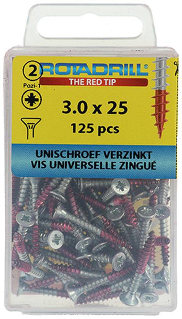 Rotadrill 1039792 - universeelschroef vk pzd vz 3.0x25mm (125) | 6 stuks