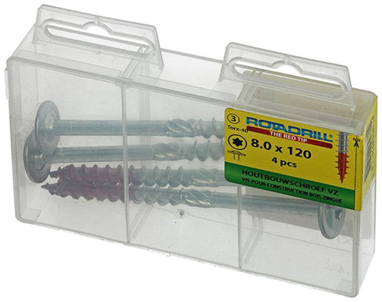 Rotadrill 1039922 - houtbouwschroef tellerkop vz tx 8.0x120mm(4) | 6 stuks