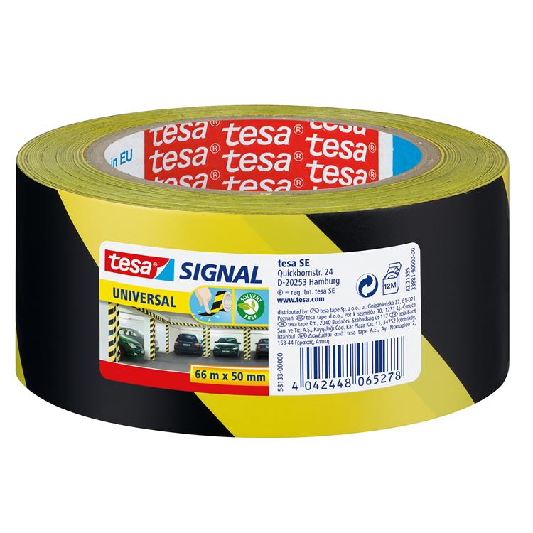 Afbeelding laden in galerijviewer, Vloermarkeertape tesapack 66mx50mm geel zwart
