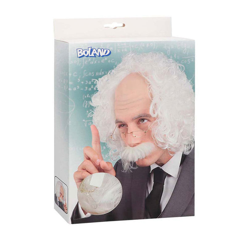 Afbeelding laden in galerijviewer, Boland pruik einstein met snor en bril
