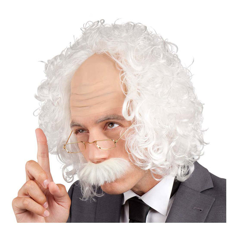 Afbeelding laden in galerijviewer, Boland pruik einstein met snor en bril
