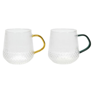 Svenska living drinkglas met gekleurd oor amber petrol zwart ã˜7,5x9,5cm 400ml