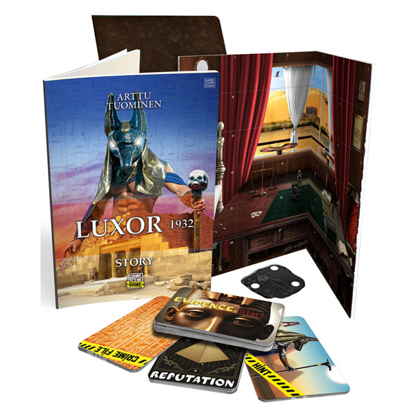 Afbeelding laden in galerijviewer, Tactic crime scene luxor 1932 – bordspel – misdaadspel – archeologisch mysterie in egypte – diepgaand onderzoek en deductie – crime scene serie – game storm studio – 1 of meer spelers – vanaf 18 jaar
