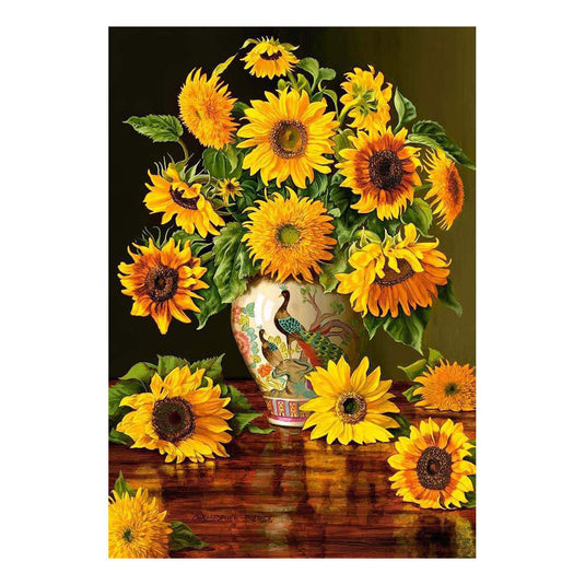 Castorland sunflowers in a peacock vase – puzzel – 1.000 stukjes – satijnen afwerking – perfecte pasvorm – europese kwaliteit