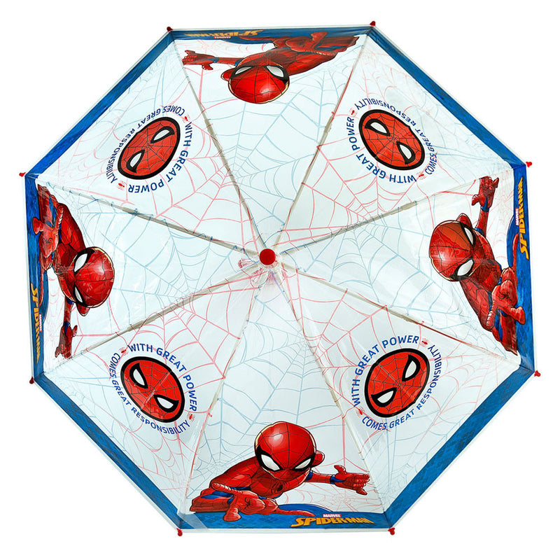 Afbeelding laden in galerijviewer, Undercover spiderman kinderparaplu 66 cm blauw rood transparant
