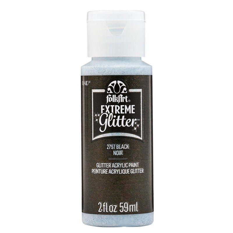 Afbeelding laden in galerijviewer, Folkart • extreme glitter acrylic paint black 59ml
