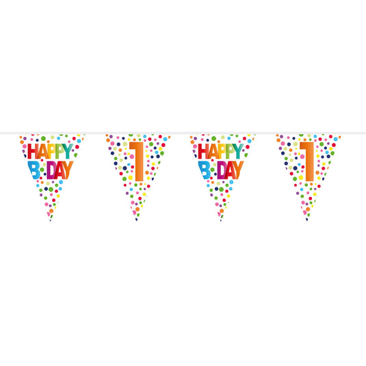 Folat bv vlaggenlijn confetti 1 jaar, 10mtr.