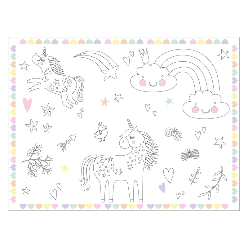 Afbeelding laden in galerijviewer, Folat bv inkleurbare placemats unicorns rainbows, 6st.
