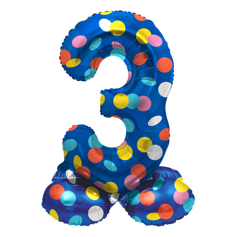 Afbeelding laden in galerijviewer, Folat bv staande folieballon colorful dots cijfer 3 - 72cm
