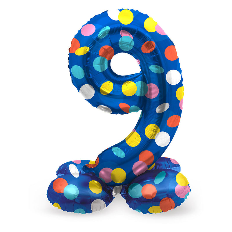 Afbeelding laden in galerijviewer, Folat bv staande folieballon colorful dots cijfer 9 - 72cm
