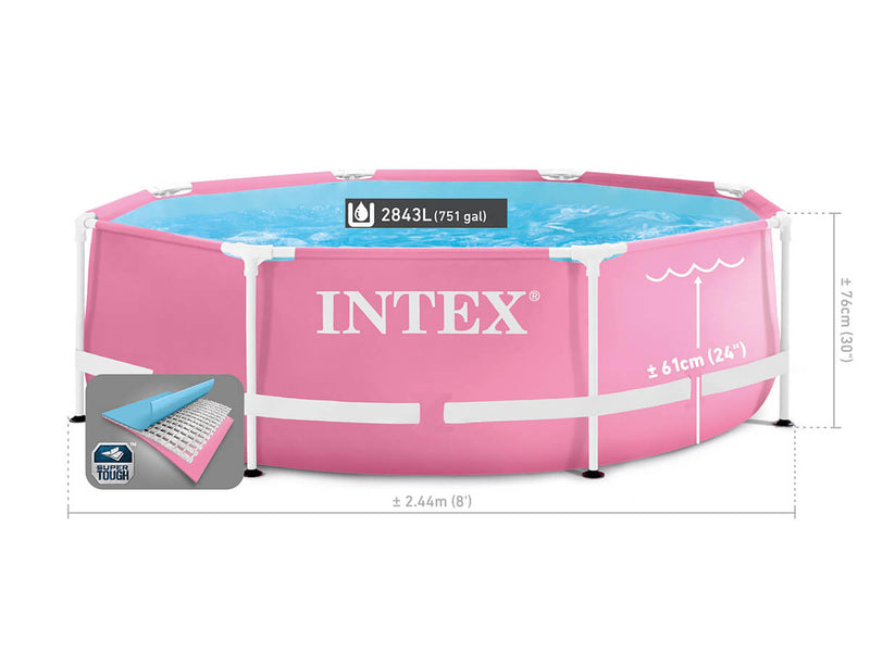 Afbeelding laden in galerijviewer, Intex Pink Metal Frame zwembad 244 x 76 cm met filterpomp
