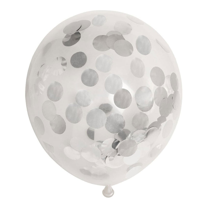 Afbeelding laden in galerijviewer, Globos confetti ballonnen papieren confetti metallic zilve 30cm, 6st.
