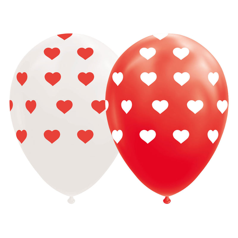 Afbeelding laden in galerijviewer, Globos ballonnen hartjes rood wit 30cm, 8st.
