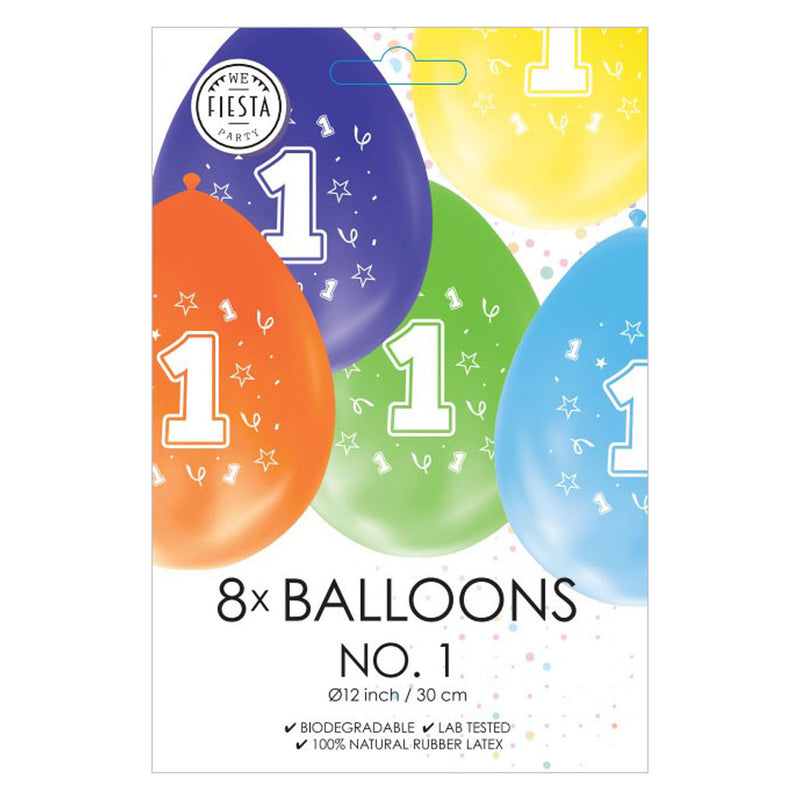 Afbeelding laden in galerijviewer, Globos ballonnen 2-zijdig geprint cijfer 1, 8st.
