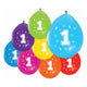 Globos ballonnen 2-zijdig geprint cijfer 1, 8st.