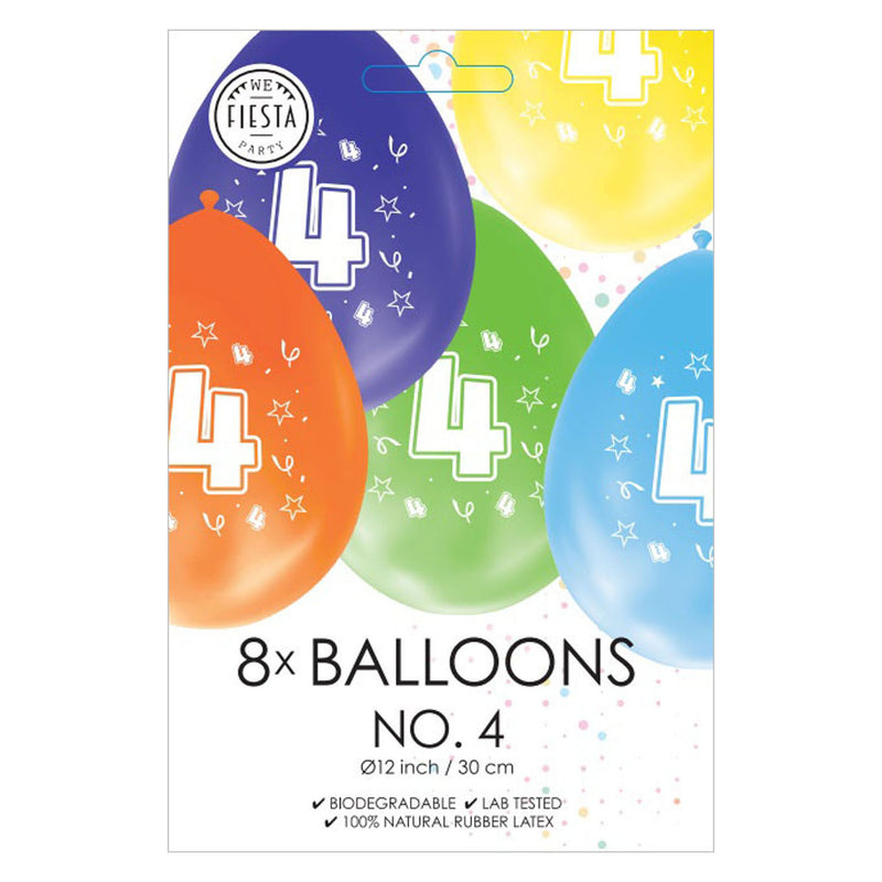 Afbeelding laden in galerijviewer, Globos ballonnen 2-zijdig geprint cijfer 4, 8st.
