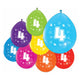 Globos ballonnen 2-zijdig geprint cijfer 4, 8st.