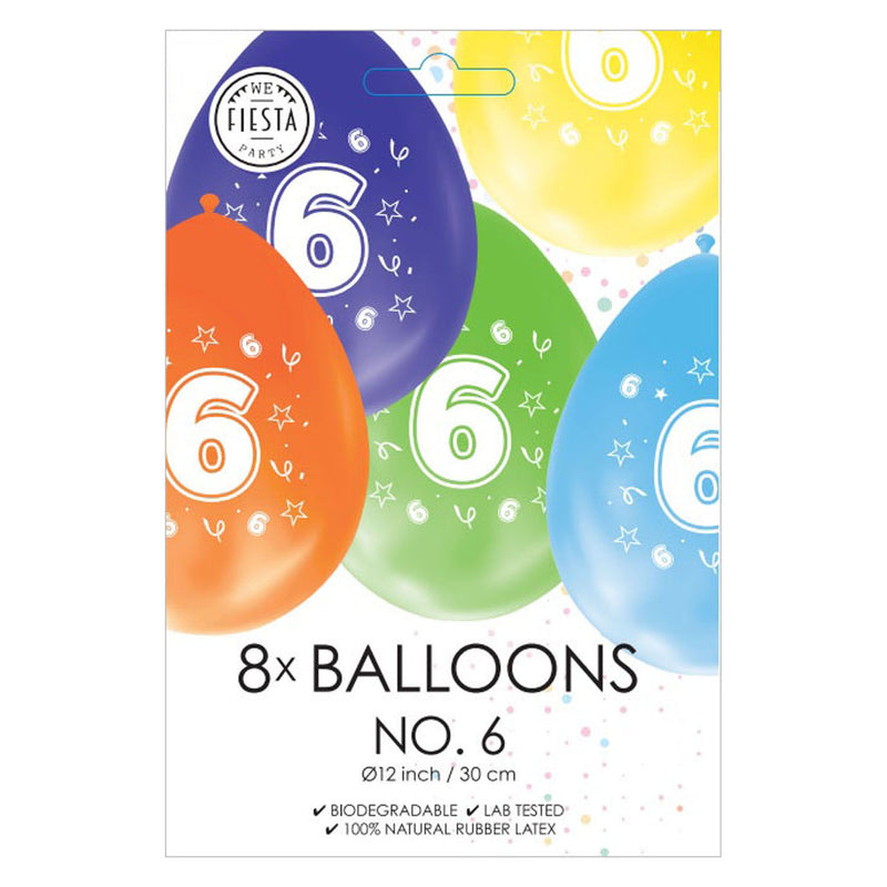 Afbeelding laden in galerijviewer, Globos ballonnen 2-zijdig geprint cijfer 6, 8st.

