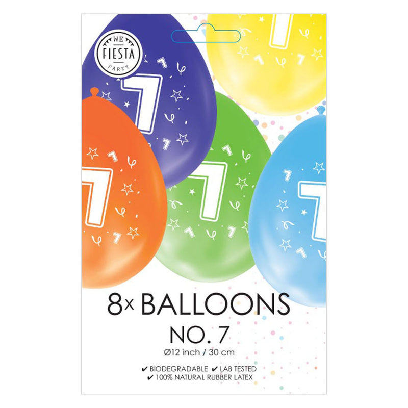 Afbeelding laden in galerijviewer, Globos ballonnen 2-zijdig geprint cijfer 7, 8st.
