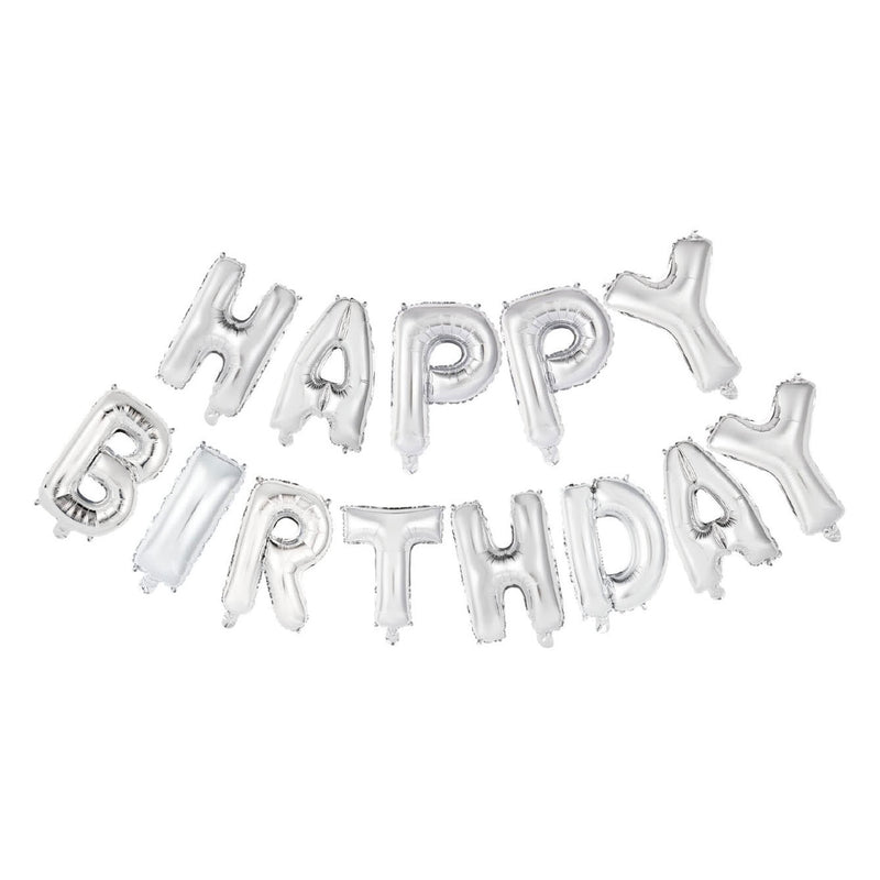 Afbeelding laden in galerijviewer, Globos folieballon tekst happy birthday zilver

