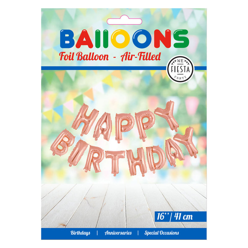 Afbeelding laden in galerijviewer, Globos folieballon tekst happy birthday rose goud
