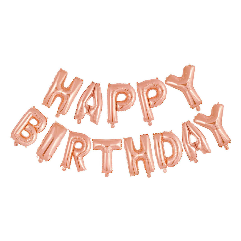 Afbeelding laden in galerijviewer, Globos folieballon tekst happy birthday rose goud
