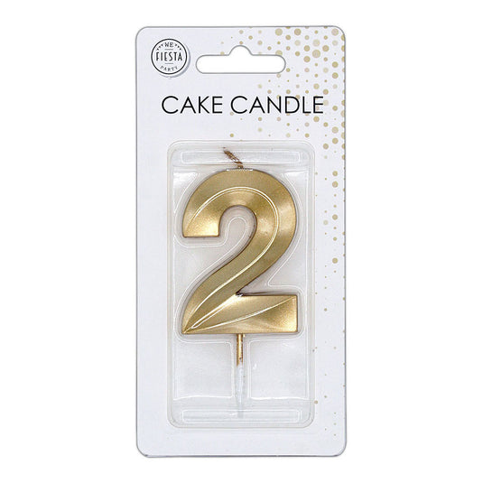 Globos taartkaars 6cm metallic goud no. 2