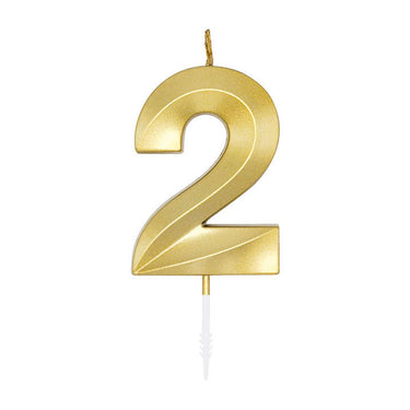 Globos taartkaars 6cm metallic goud no. 2