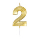 Globos taartkaars 6cm metallic goud no. 2