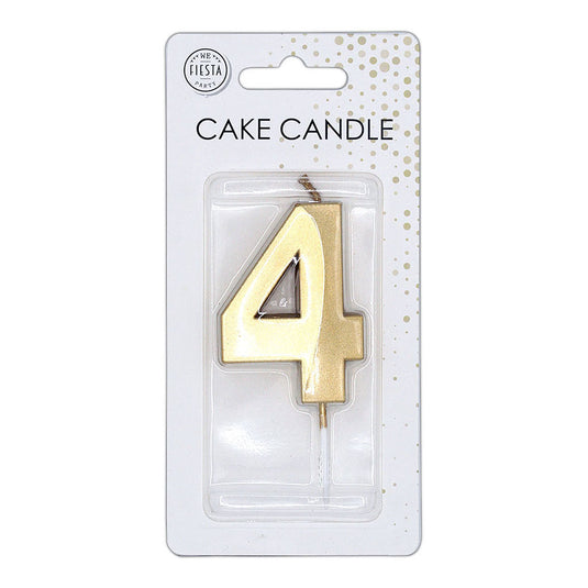 Globos taartkaars 6cm metallic goud no. 4