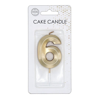 Globos taartkaars 6cm metallic goud no. 6