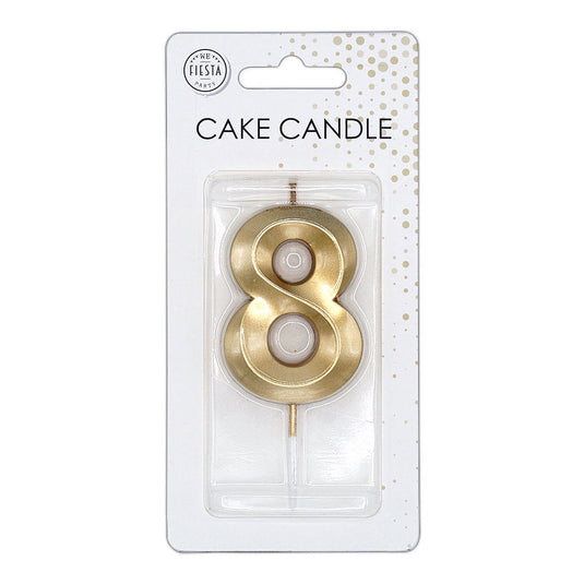 Globos taartkaars 6cm metallic goud no. 8