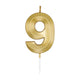 Globos taartkaars 6cm metallic goud no. 9