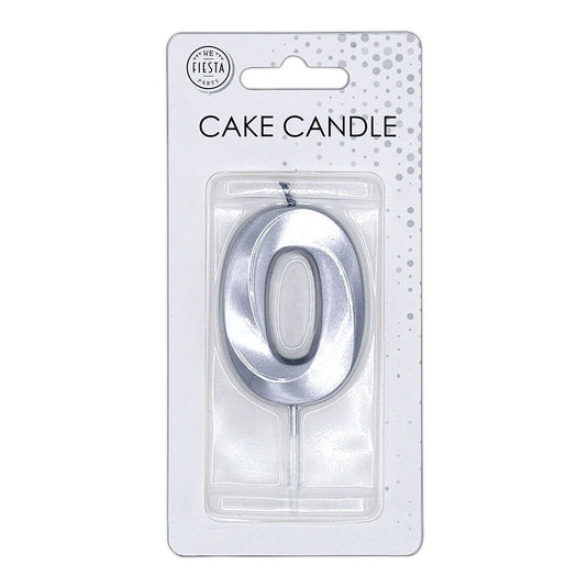 Globos taartkaars 6cm metallic zilver no.0