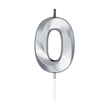Globos taartkaars 6cm metallic zilver no.0