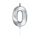 Globos taartkaars 6cm metallic zilver no.0