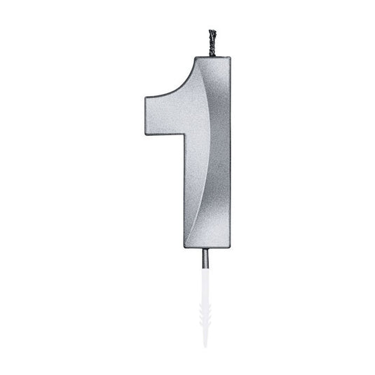 Globos taartkaars 6cm metallic zilver no.1