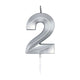 Globos taartkaars 6cm metallic zilver no.2